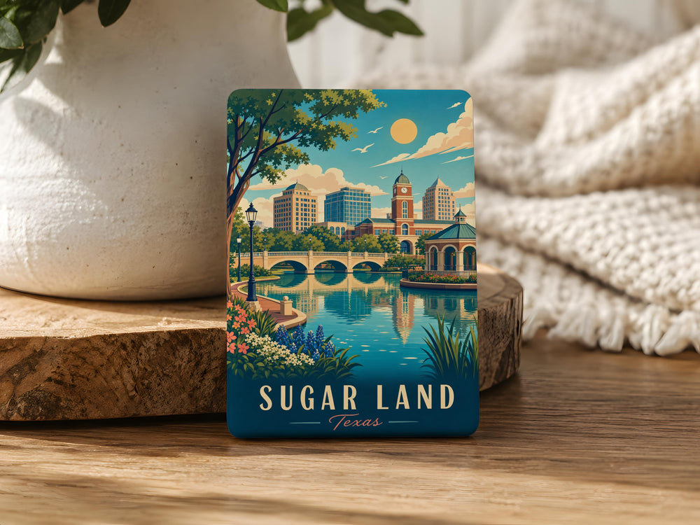 Sugar Land Texas Fridge Magnet, Sugar Land TX Souvenir Magnet, Texas City Travel Gift, Sugar Land Landmark Keepsake Magnet