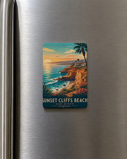Sunset Cliffs Beach Fridge Magnet, Coastal Cliffside Ocean Shoreline Souvenir Magnet, San Diego California Beach Magnet