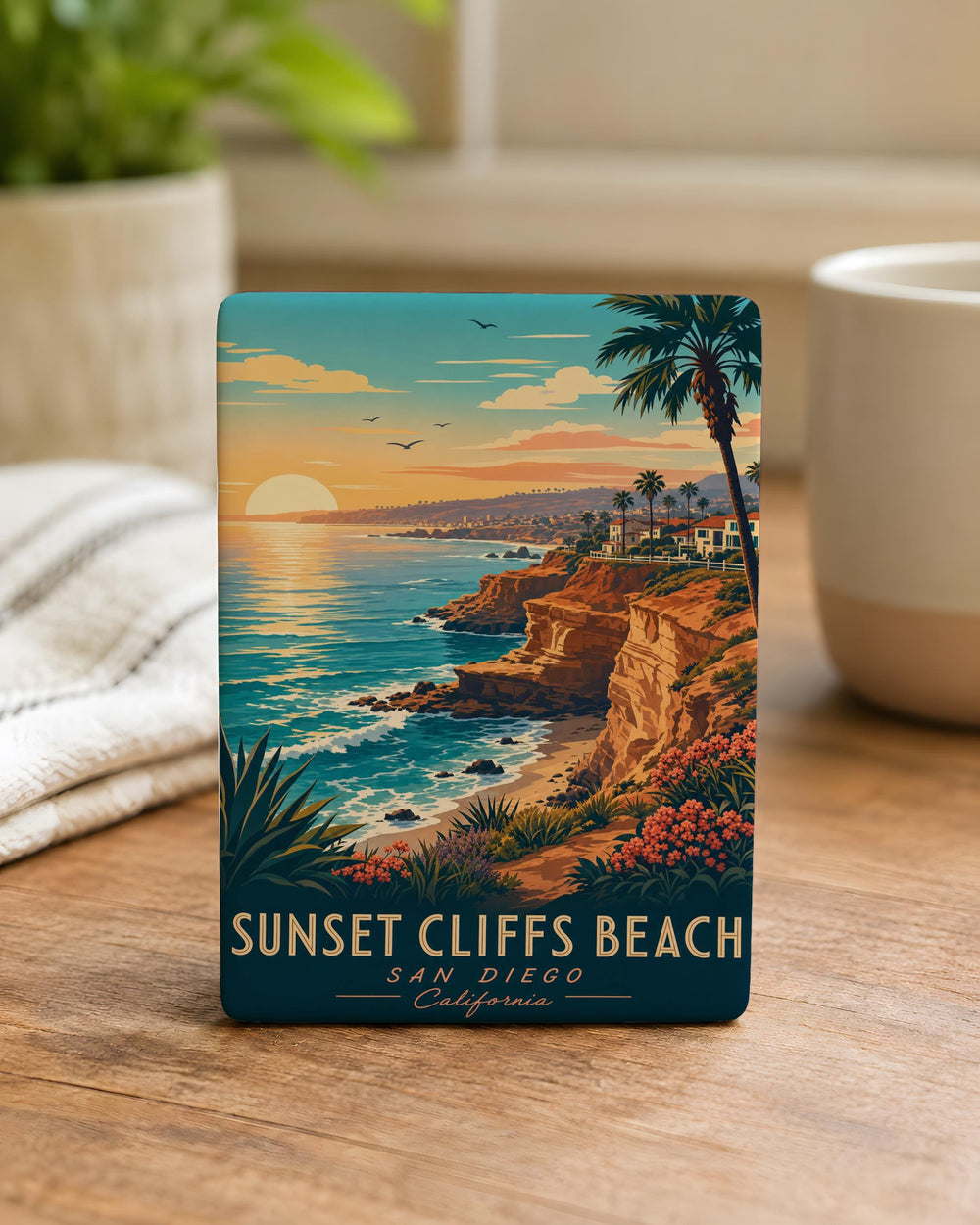 Sunset Cliffs Beach Fridge Magnet, Coastal Cliffside Ocean Shoreline Souvenir Magnet, San Diego California Beach Magnet