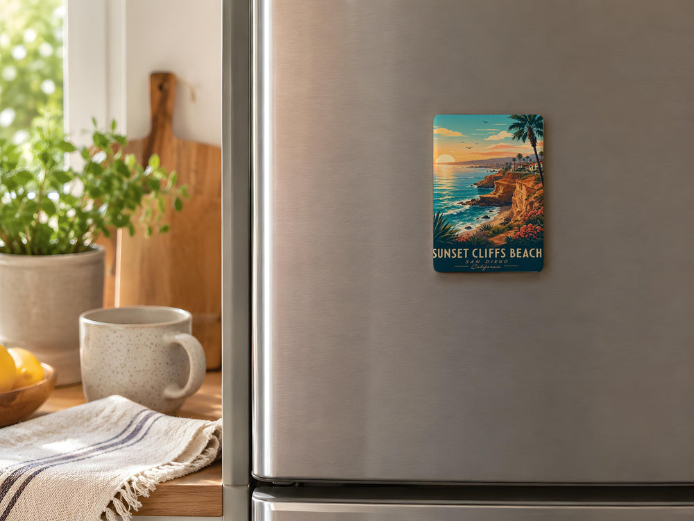 Sunset Cliffs Beach Fridge Magnet, Coastal Cliffside Ocean Shoreline Souvenir Magnet, San Diego California Beach Magnet