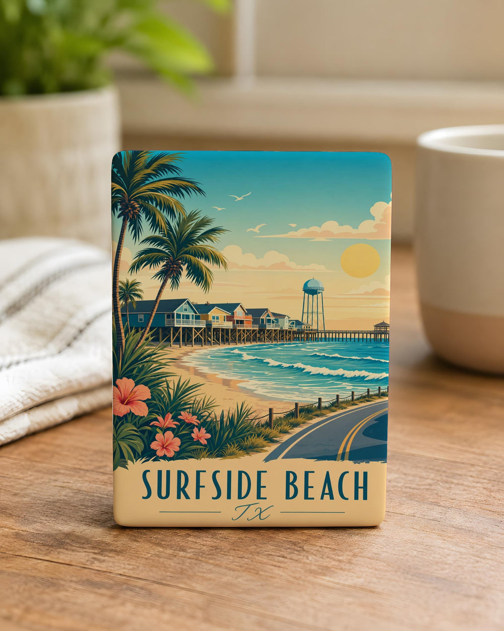 Surfside Beach TX Fridge Magnet, Texas Gulf Coast Souvenir, Beach Town Travel Keepsake, Coastal Vacation Magnet