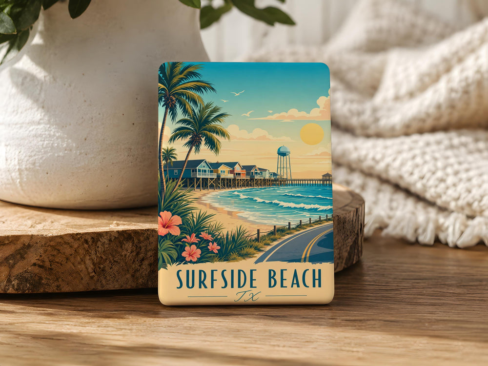 Surfside Beach TX Fridge Magnet, Texas Gulf Coast Souvenir, Beach Town Travel Keepsake, Coastal Vacation Magnet