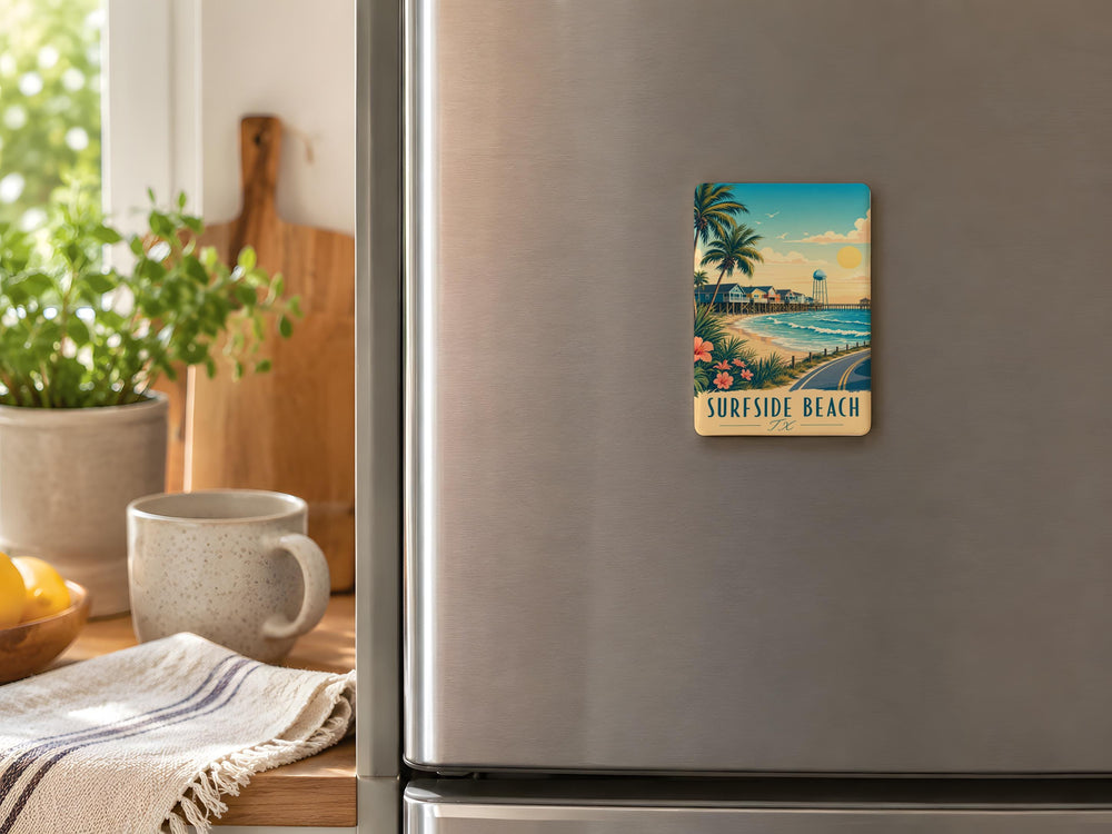 Surfside Beach TX Fridge Magnet, Texas Gulf Coast Souvenir, Beach Town Travel Keepsake, Coastal Vacation Magnet