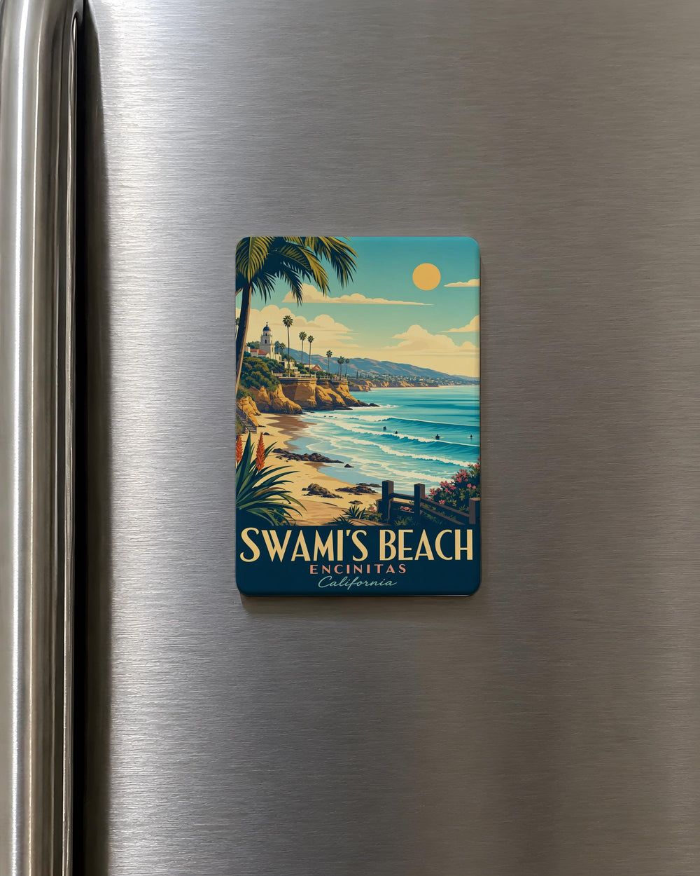 Swamis Beach Fridge Magnet, Encinitas California Surf Spot Souvenir, Coastal Landmark Travel Gift