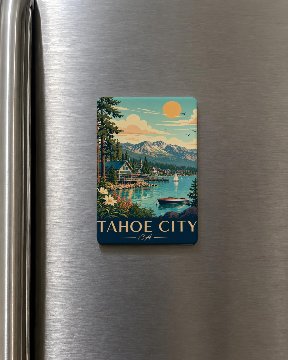 Tahoe City CA Fridge Magnet, Lake Tahoe Souvenir Magnet, California Travel Keepsake, Tahoe City Gift, Lakefront Vacation Memento