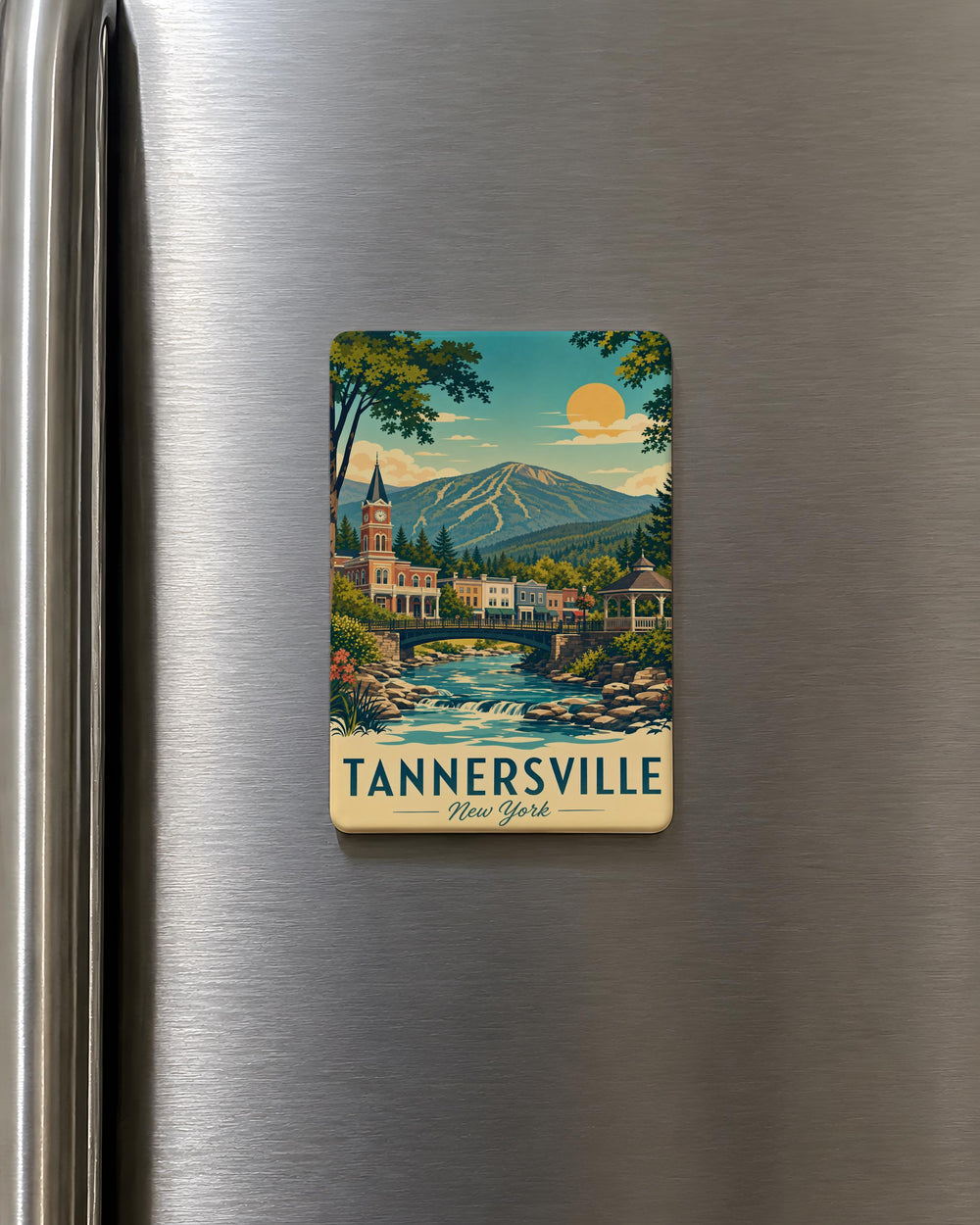 Tannersville NY Fridge Magnet, Tannersville New York Souvenir Magnet, Catskills Travel Gift, Mountain Town Keepsake Magnet