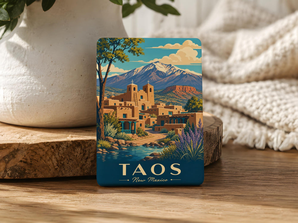 Taos New Mexico Fridge Magnet, Taos NM Souvenir Magnet, Taos Plaza Landmark Travel Gift, Southwest Vacation Keepsake