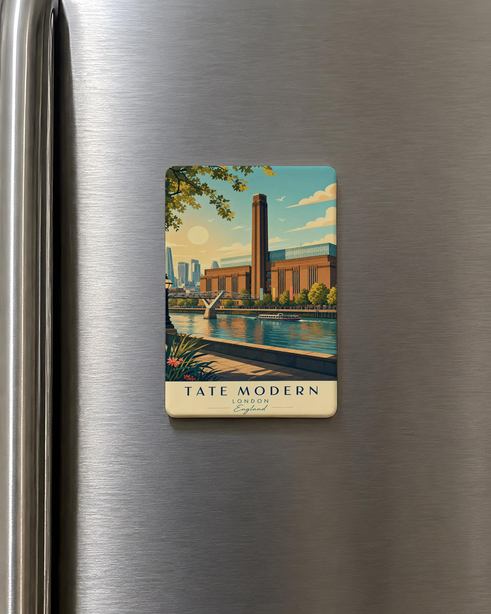 Tate Modern London Fridge Magnet, Tate Modern Museum Souvenir Magnet, Thames River Landmark Travel Gift Magnet