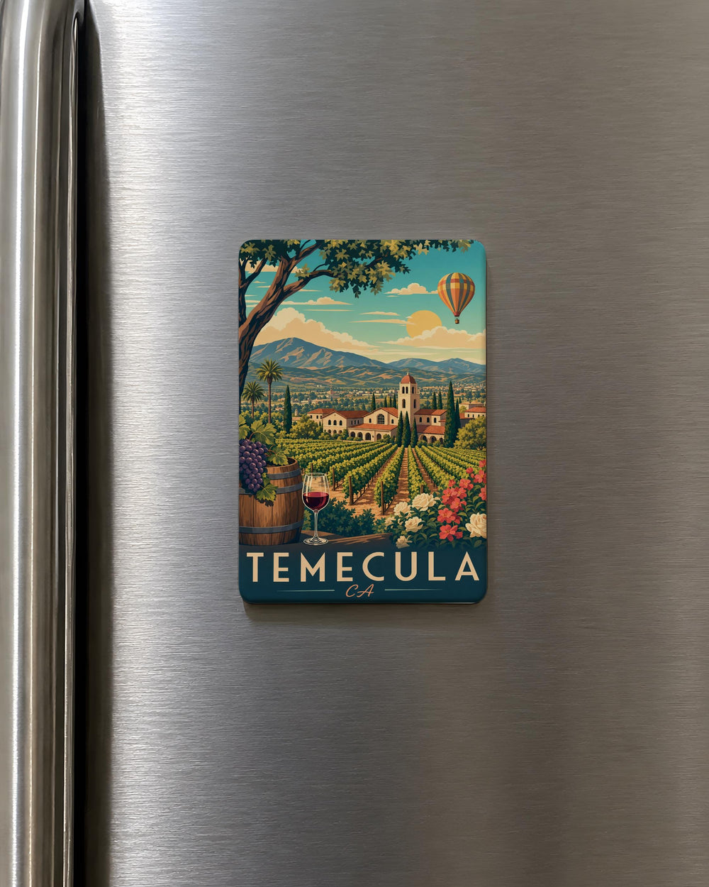 Temecula CA Fridge Magnet, Temecula California Souvenir Magnet, Temecula City Landmark Travel Keepsake Magnet