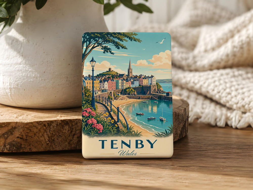 Tenby Wales Fridge Magnet, Tenby Harbour Coastal Town Souvenir Magnet, Pembrokeshire Wales Travel Gift Magnet