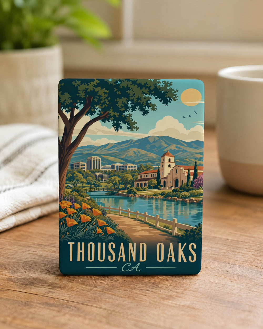 Thousand Oaks CA Fridge Magnet, Thousand Oaks California Souvenir Magnet, City Landmark Travel Gift, Ventura County Keepsake