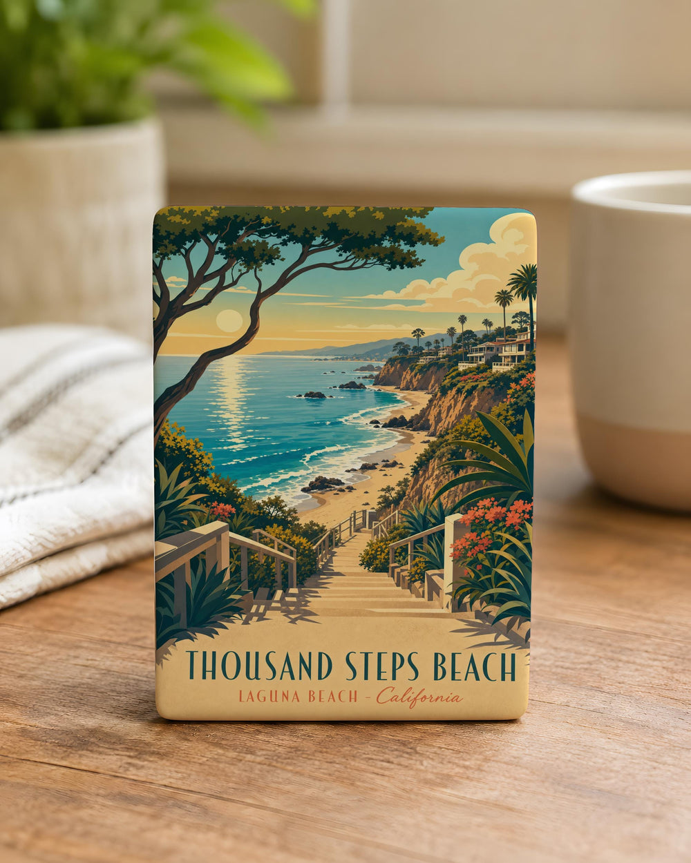 Thousand Steps Beach Fridge Magnet, Coastal Beach Scene Souvenir Magnet, Seaside Vacation Gift, Beach Lover Decor