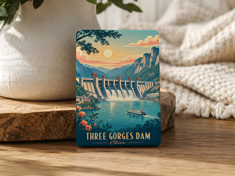 Three Gorges Dam Fridge Magnet, Yangtze River China Landmark Souvenir Magnet, Hydroelectric Dam Travel Gift