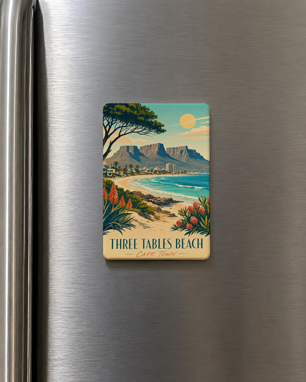 Three Tables Beach Fridge Magnet, Coastal Beach Scene Souvenir, Ocean Shore Decor Magnet, Beach Lover Gift