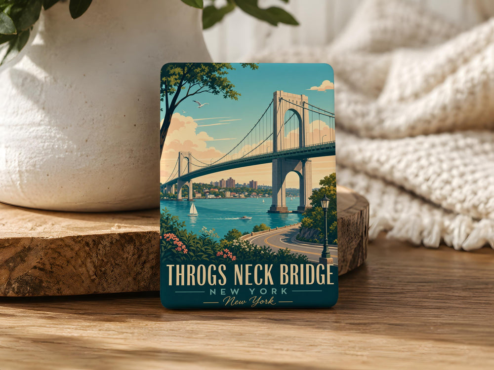 Throgs Neck Bridge Fridge Magnet, New York City Bridge Landmark Souvenir, Bronx NYC Travel Keepsake Magnet