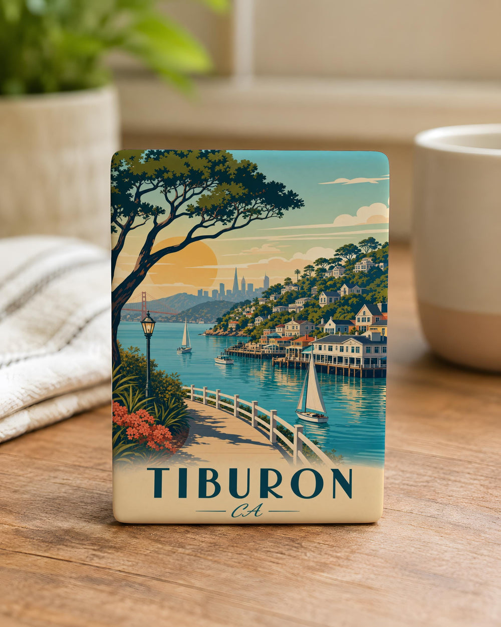 Tiburon CA Fridge Magnet, Tiburon California Souvenir Magnet, Marin County Travel Gift, Bay Area Keepsake Magnet