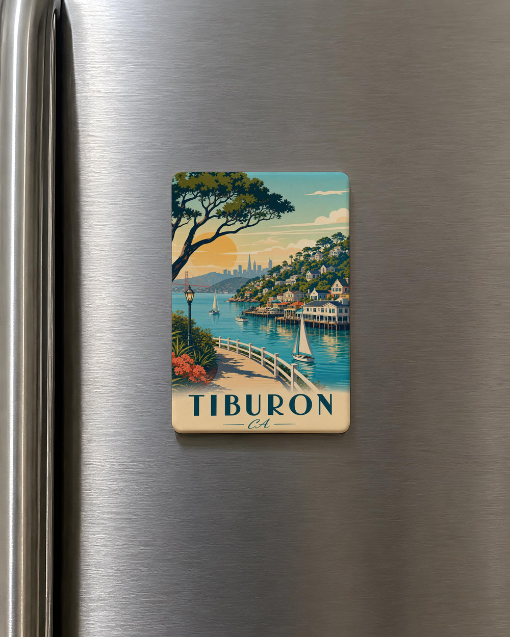 Tiburon CA Fridge Magnet, Tiburon California Souvenir Magnet, Marin County Travel Gift, Bay Area Keepsake Magnet