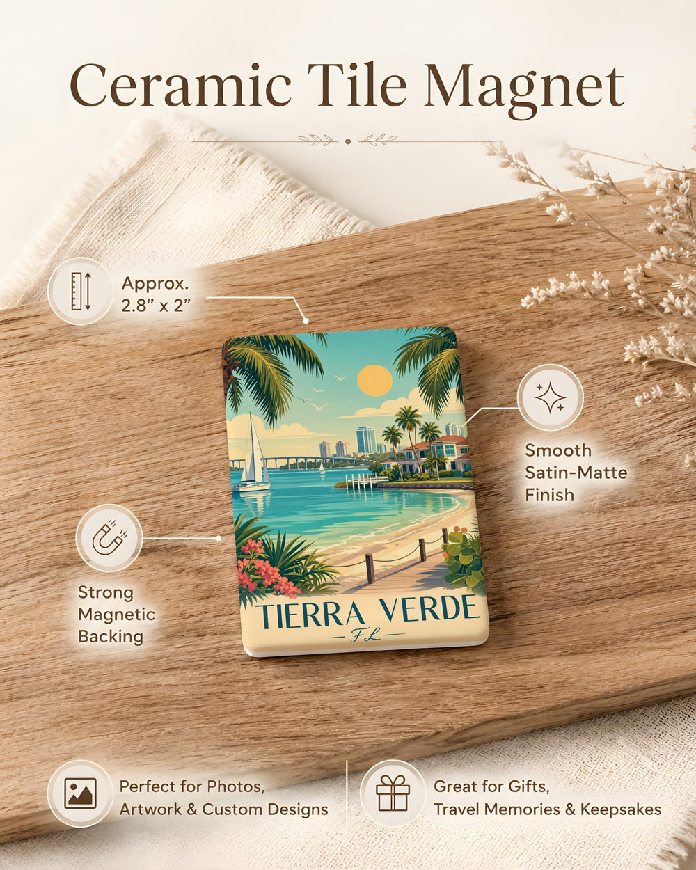 Tierra Verde Florida Fridge Magnet, Tierra Verde FL Souvenir Magnet, Coastal Town Travel Keepsake Magnet