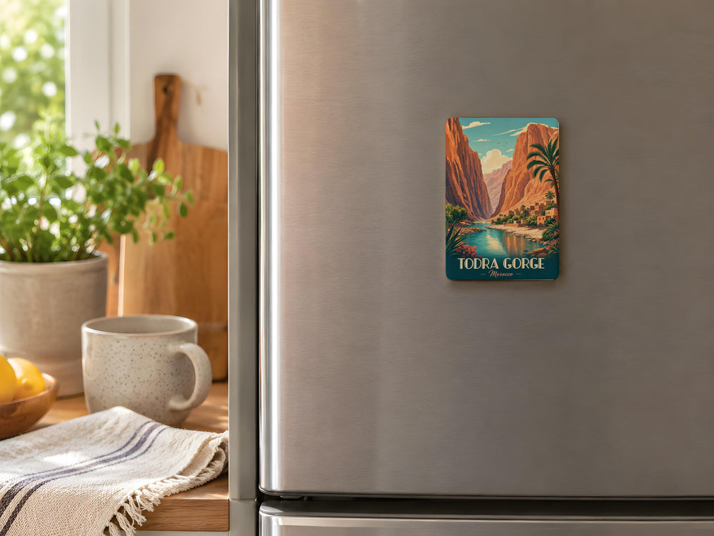 Todra Gorge Fridge Magnet, Todra Canyon Morocco Souvenir Magnet, Atlas Mountains Travel Keepsake Refrigerator Magnet