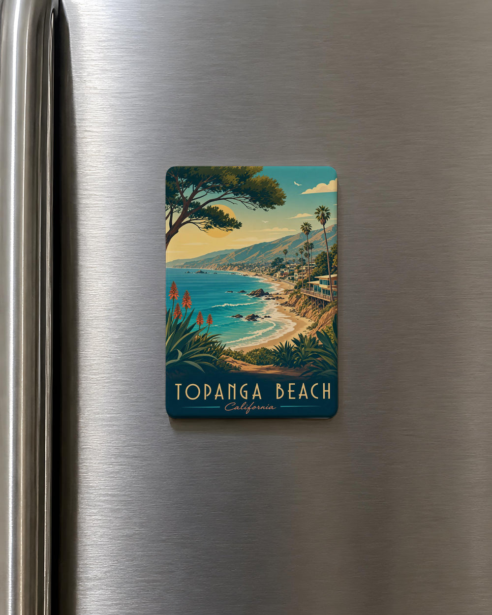 Topanga Beach Fridge Magnet, California Coastal Beach Souvenir Magnet, Topanga Canyon Ocean Shore Travel Keepsake Magnet