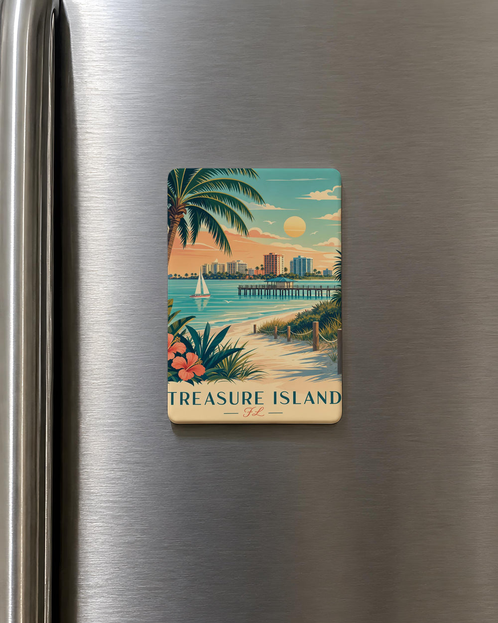 Treasure Island Florida Fridge Magnet, Treasure Island FL Souvenir Magnet, Beach Town Vacation Travel Keepsake Magnet