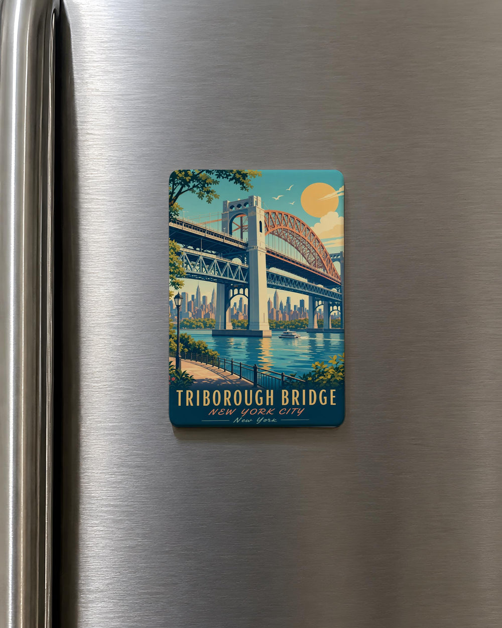 Triborough Bridge Fridge Magnet, New York City Bridge Souvenir, NYC Landmark Magnet, East River Bridge Gift, Urban Travel Keepsake