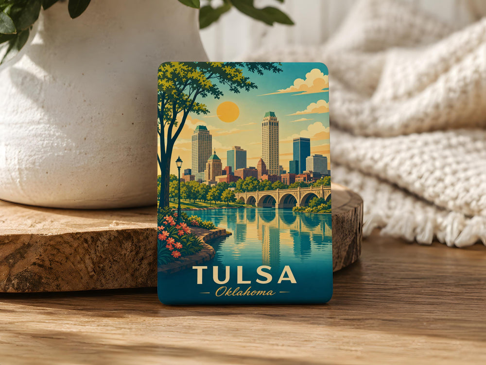 Tulsa Oklahoma Fridge Magnet, Tulsa Skyline Souvenir Magnet, Oklahoma Travel Gift, Tulsa Landmark Refrigerator Magnet