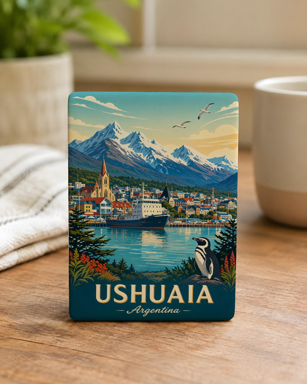 Ushuaia Argentina Fridge Magnet, Tierra del Fuego Souvenir Magnet, Patagonia Travel Keepsake, City Landmark Magnet