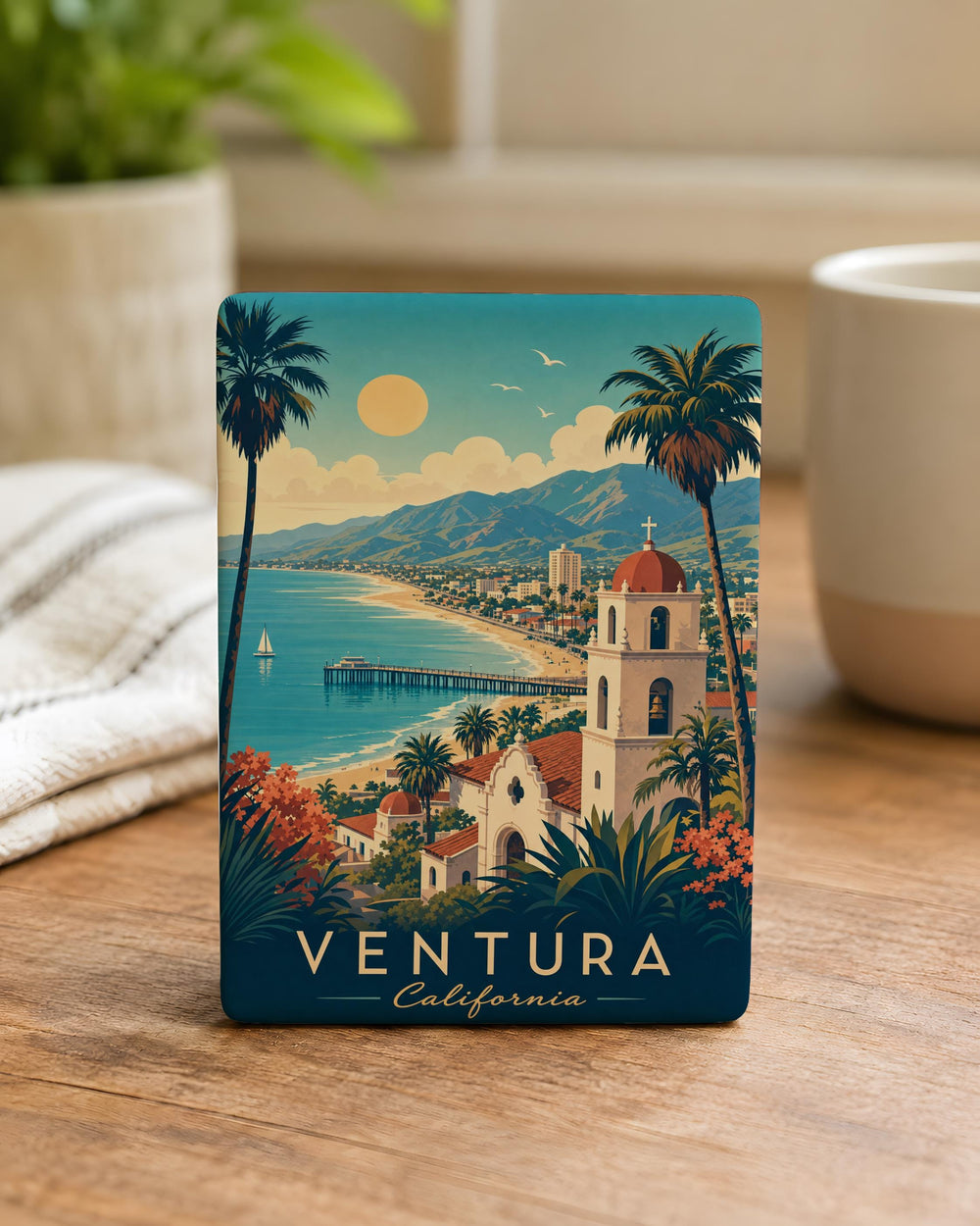Ventura CA Fridge Magnet, Ventura California Souvenir Magnet, Coastal Beach Town Travel Gift, Oceanfront Landmark Keepsake