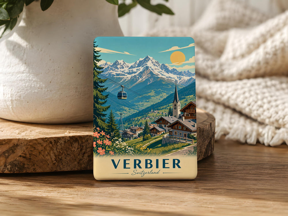 Verbier Switzerland Fridge Magnet, Verbier Alpine Ski Resort Souvenir, Swiss Alps Mountain Travel Keepsake Magnet