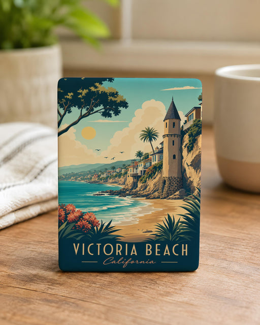 Victoria Beach Fridge Magnet, Victoria Beach California Souvenir, Coastal Beach Scene Magnet, Orange County Travel Keepsake Magnet