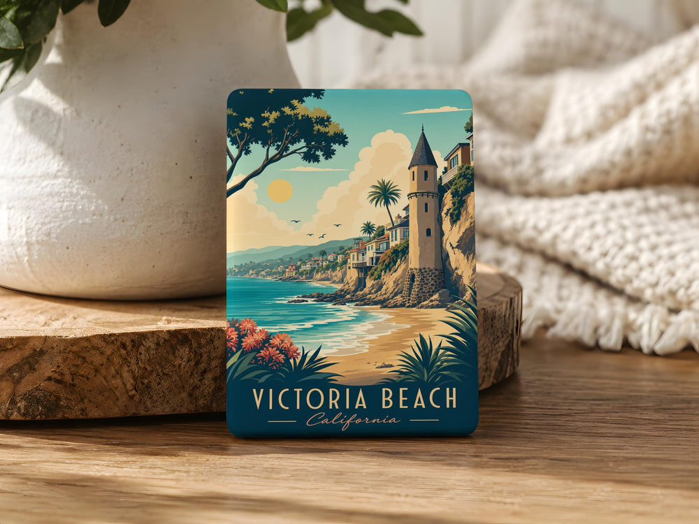 Victoria Beach Fridge Magnet, Victoria Beach California Souvenir, Coastal Beach Scene Magnet, Orange County Travel Keepsake Magnet