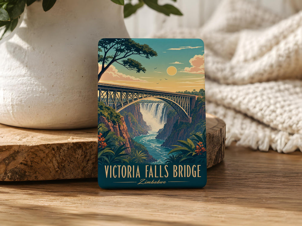 Victoria Falls Bridge Fridge Magnet, Zimbabwe Zambia Landmark Souvenir, Zambezi River Gorge Travel Keepsake Gift