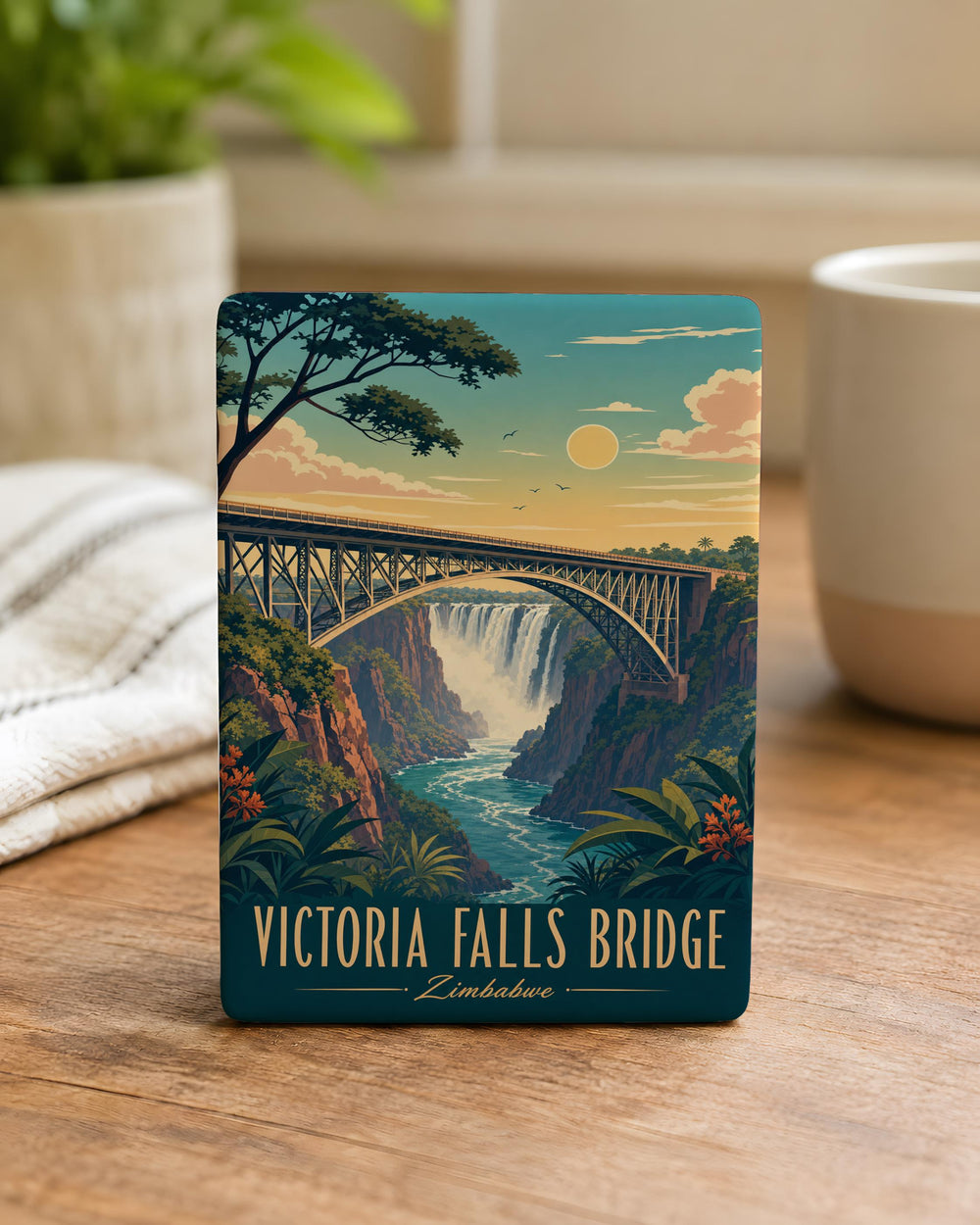 Victoria Falls Bridge Fridge Magnet, Zimbabwe Zambia Landmark Souvenir, Zambezi River Gorge Travel Keepsake Gift
