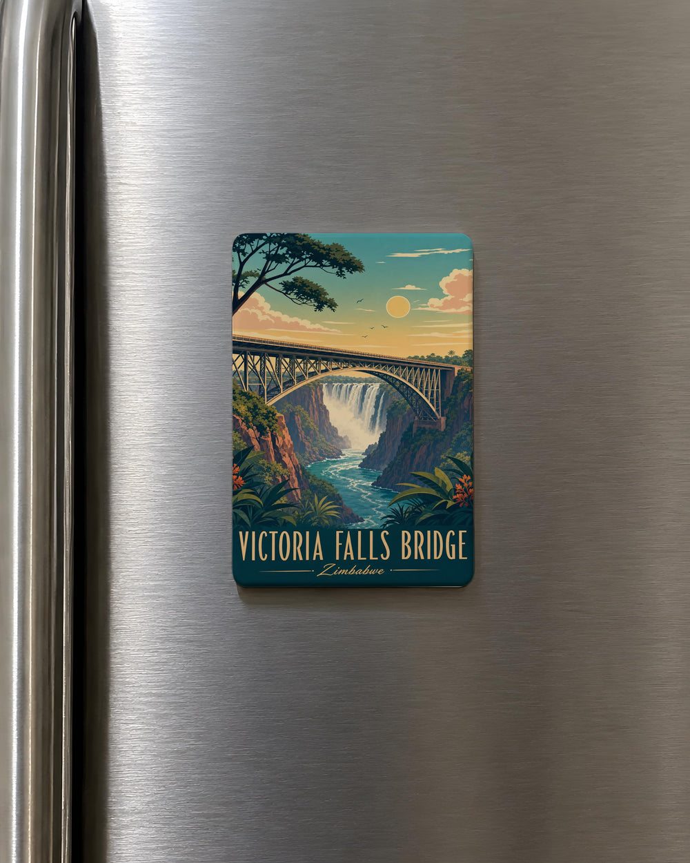 Victoria Falls Bridge Fridge Magnet, Zimbabwe Zambia Landmark Souvenir, Zambezi River Gorge Travel Keepsake Gift