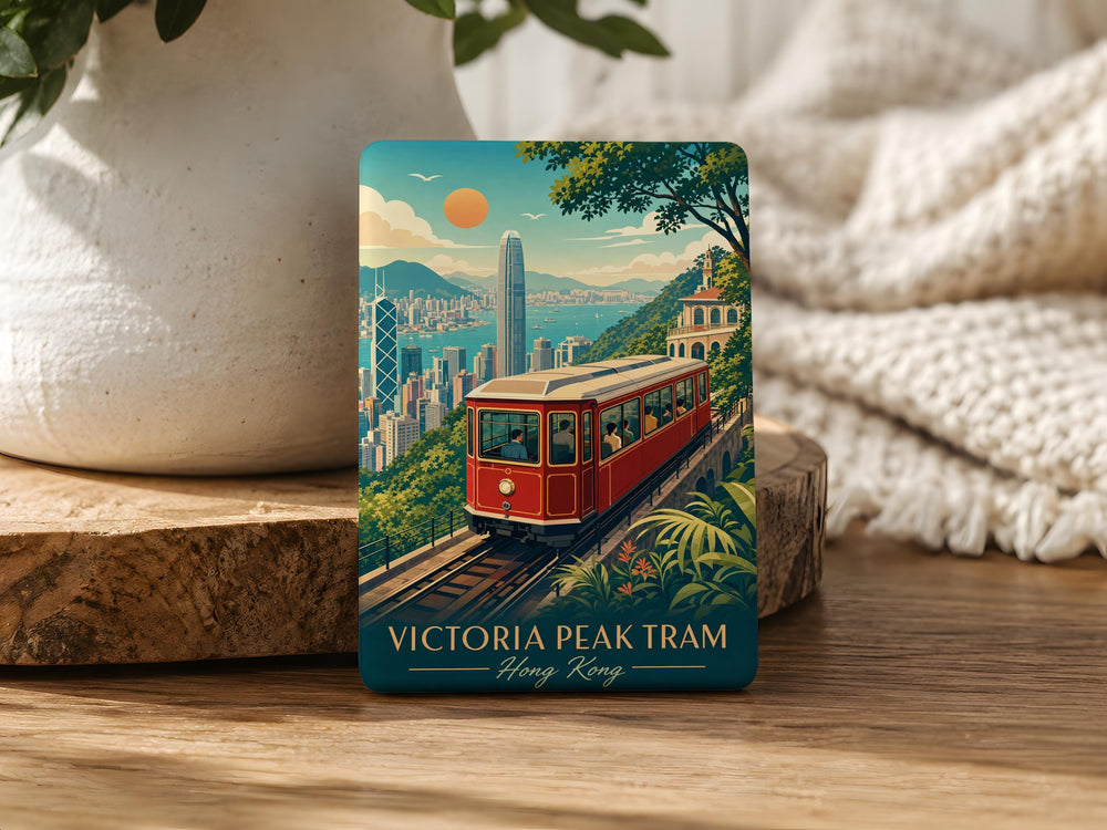 Victoria Peak Tram Fridge Magnet, Hong Kong Peak Tram Souvenir, Victoria Peak Landmark Travel Gift
