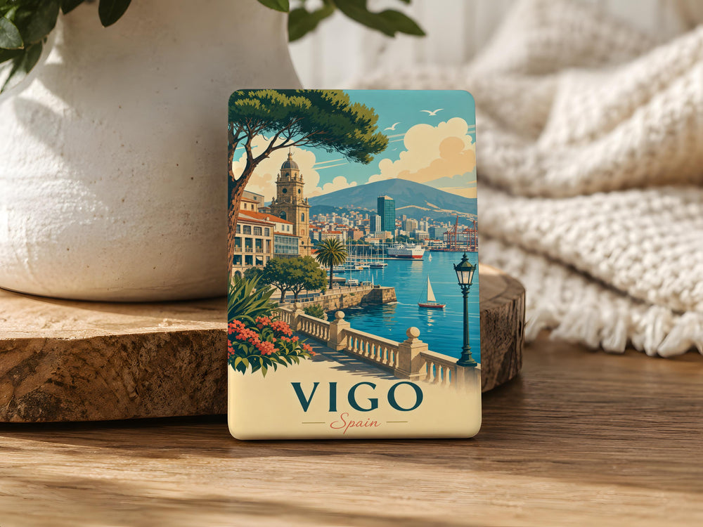 Vigo Spain Fridge Magnet, Vigo City Souvenir, Galicia Travel Gift, Spain Vacation Keepsake, Coastal Spain Landmark Magnet