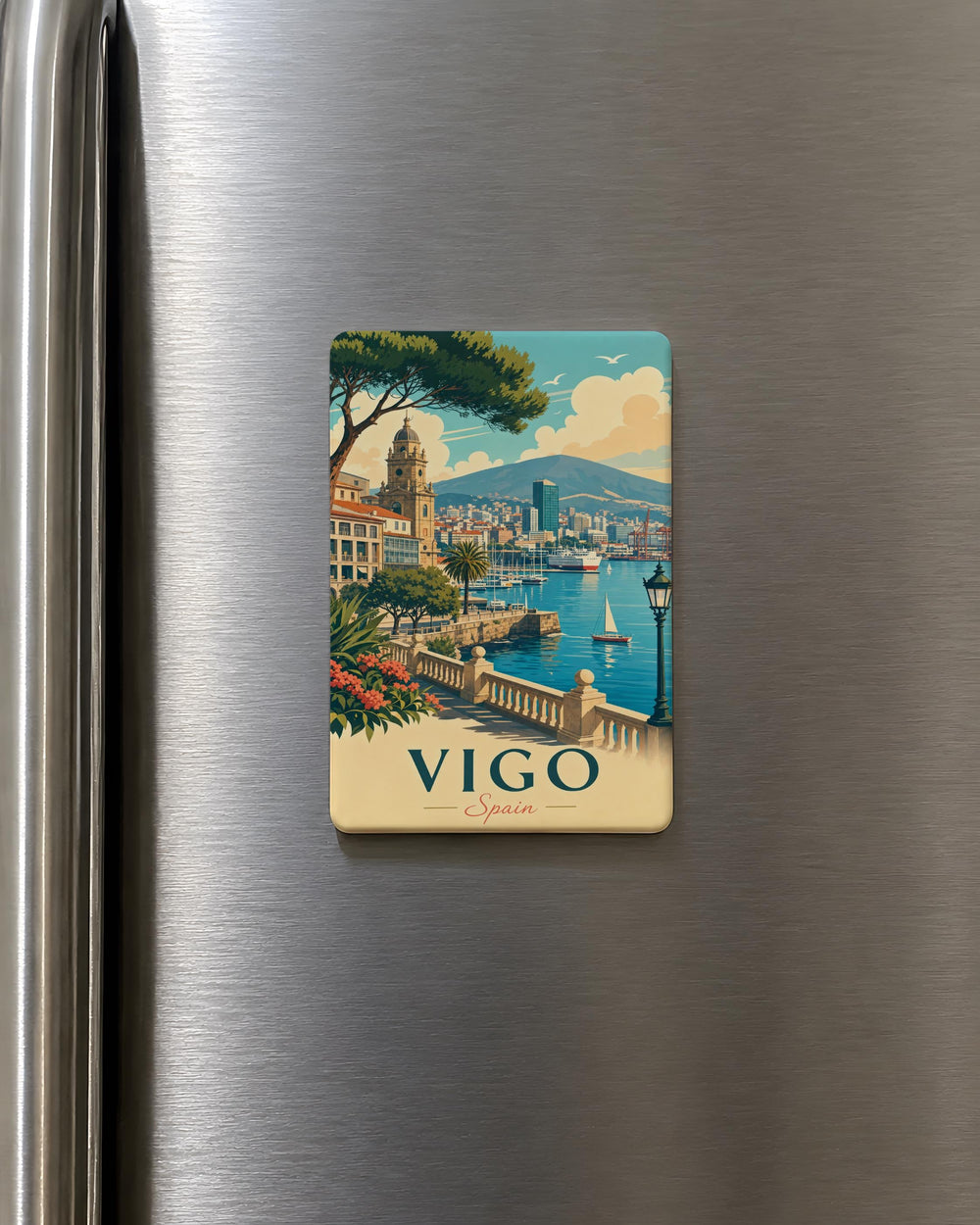 Vigo Spain Fridge Magnet, Vigo City Souvenir, Galicia Travel Gift, Spain Vacation Keepsake, Coastal Spain Landmark Magnet