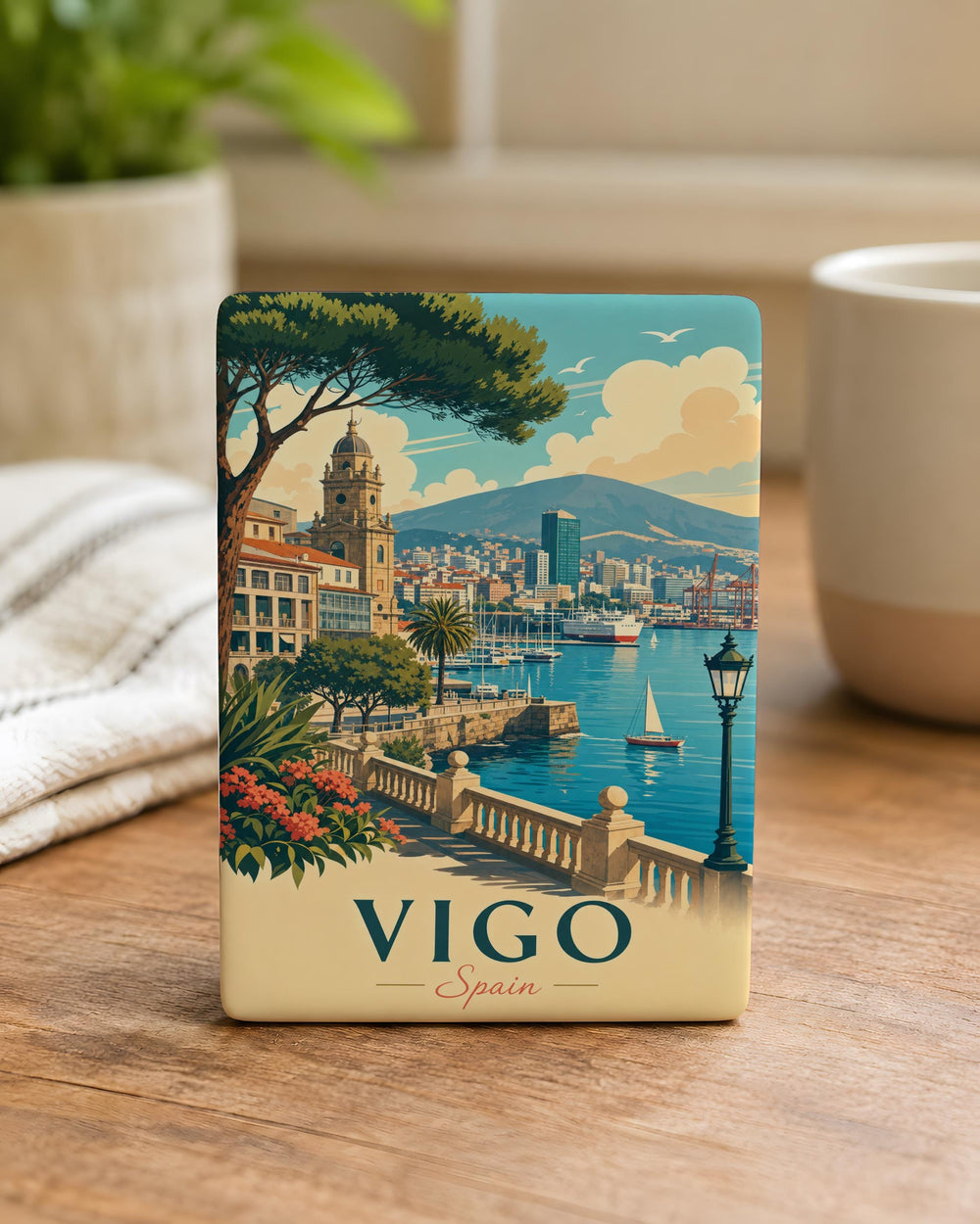 Vigo Spain Fridge Magnet, Vigo City Souvenir, Galicia Travel Gift, Spain Vacation Keepsake, Coastal Spain Landmark Magnet