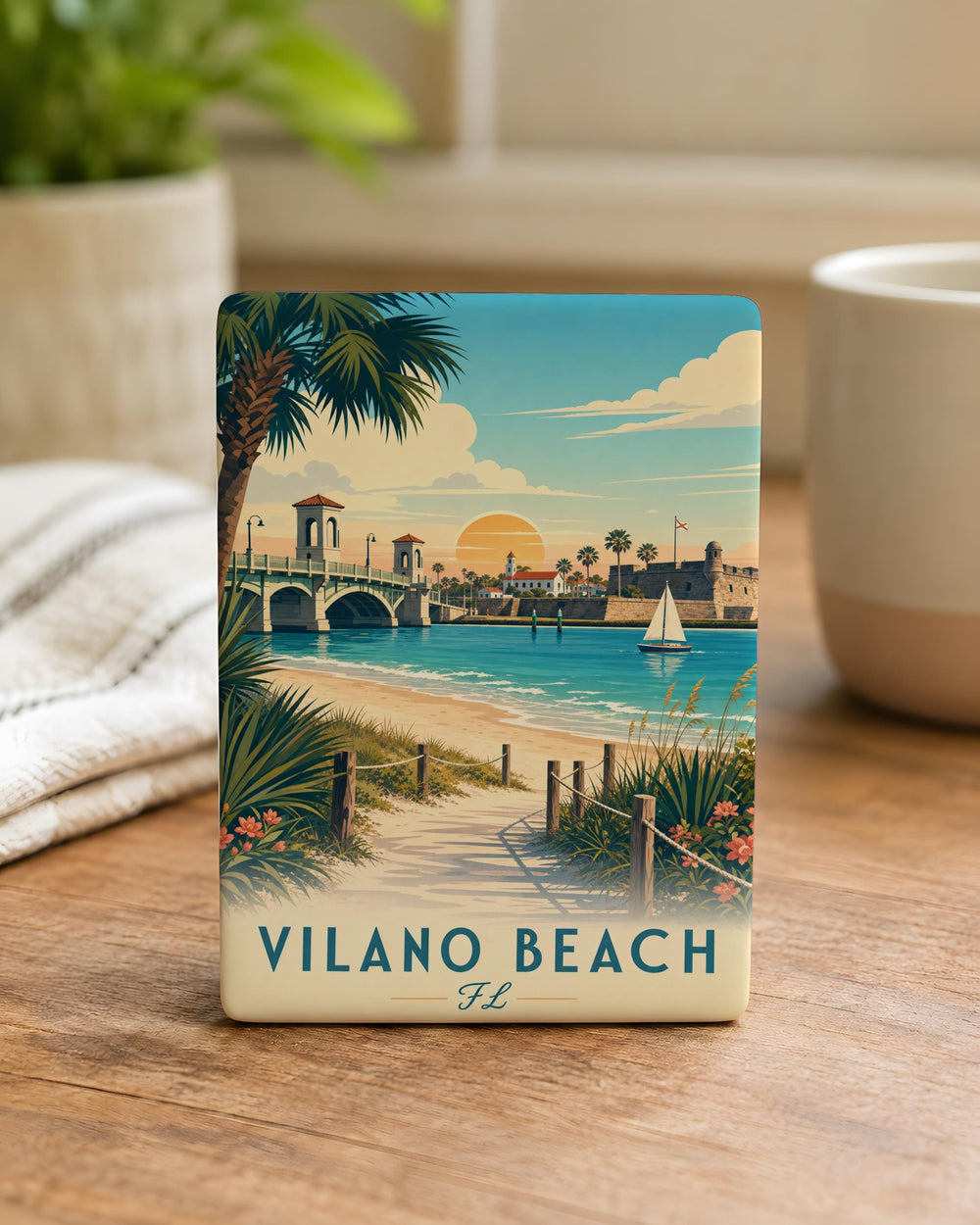 Vilano Beach FL Fridge Magnet, Florida Beach Souvenir, Coastal Vacation Keepsake, St Augustine Area Gift, Oceanfront Decor