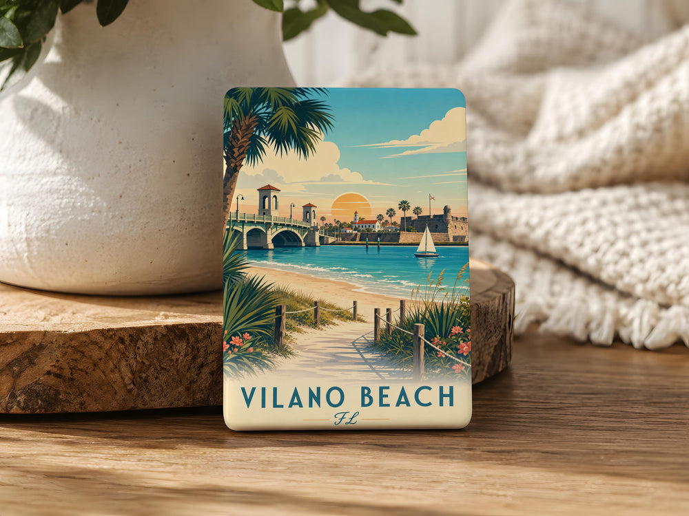 Vilano Beach FL Fridge Magnet, Florida Beach Souvenir, Coastal Vacation Keepsake, St Augustine Area Gift, Oceanfront Decor