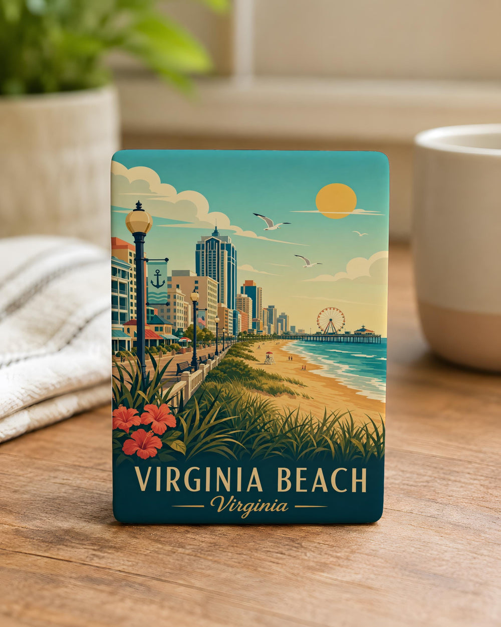 Virginia Beach Virginia Fridge Magnet, Virginia Beach Souvenir Magnet, Coastal Virginia Travel Gift, Beach Town Keepsake Magnet