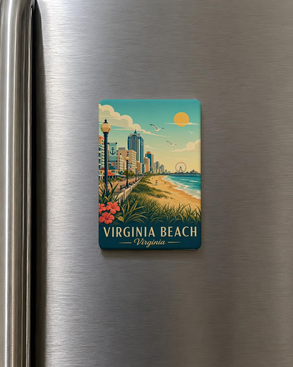 Virginia Beach Virginia Fridge Magnet, Virginia Beach Souvenir Magnet, Coastal Virginia Travel Gift, Beach Town Keepsake Magnet