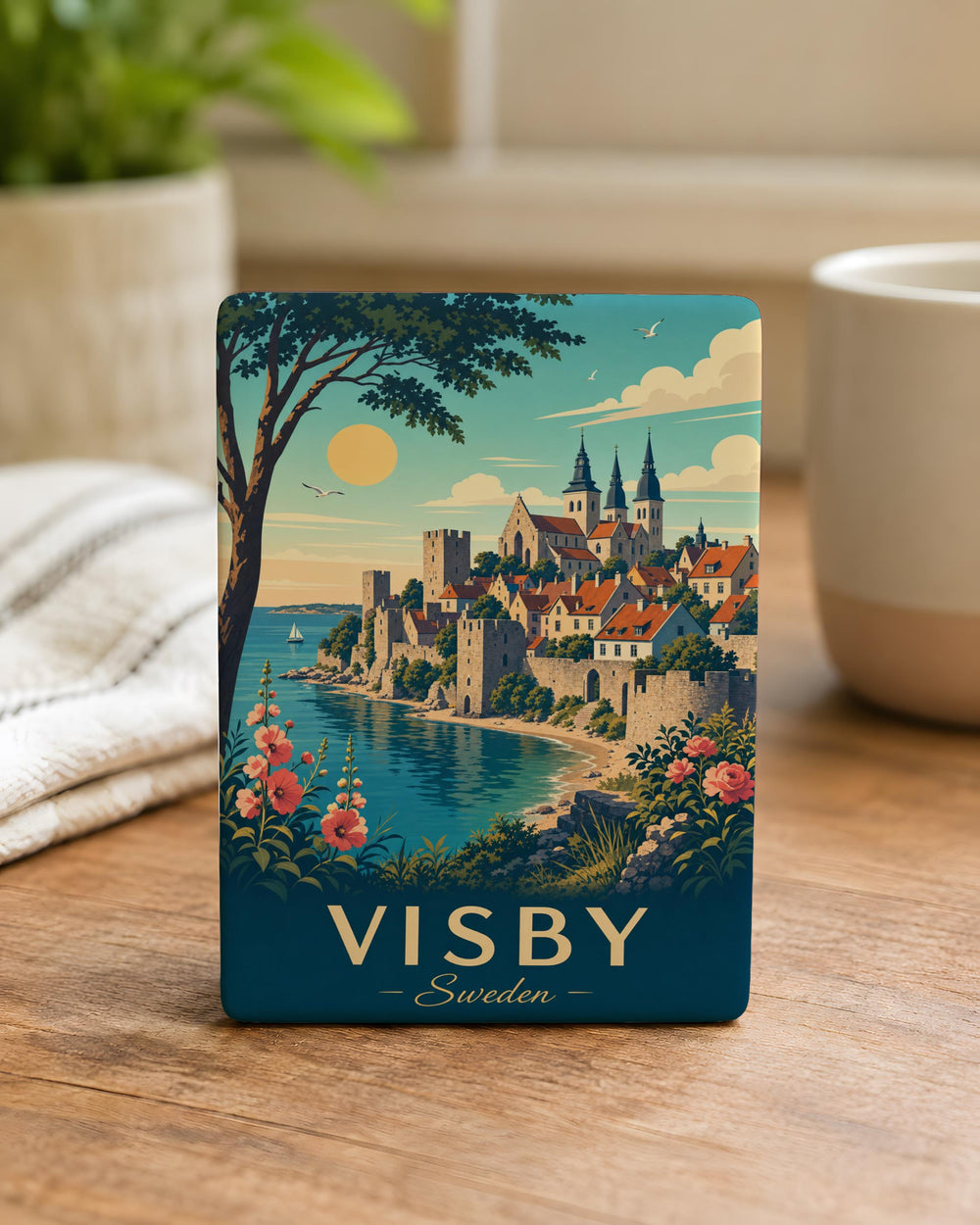 Visby Sweden Fridge Magnet, Visby Gotland Souvenir Magnet, Sweden Travel Gift, Visby Old Town Landmark Magnet
