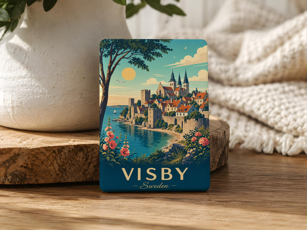 Visby Sweden Fridge Magnet, Visby Gotland Souvenir Magnet, Sweden Travel Gift, Visby Old Town Landmark Magnet