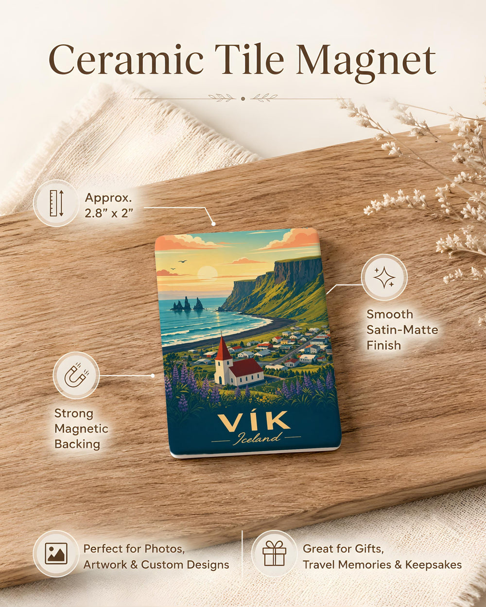 Iceland Fridge Magnet, Reykjavik Landmark Souvenir, Iceland Travel Keepsake Magnet, Nordic Vacation Gift, Icelandic Scenic Magnet