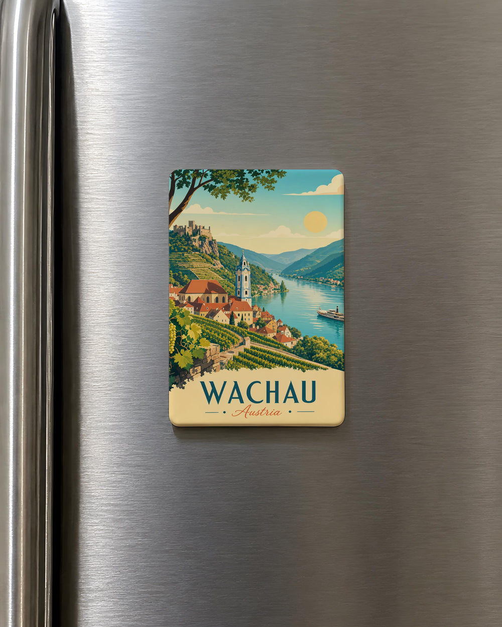 Wachau Austria Fridge Magnet, Danube Valley Souvenir Magnet, Dürnstein Melk Abbey Wachau Travel Keepsake Magnet