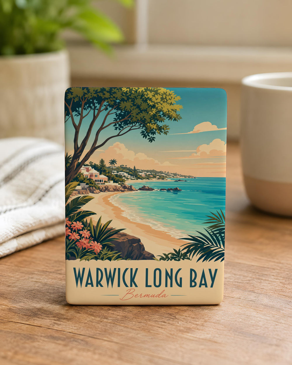 Warwick Long Bay Fridge Magnet, Bermuda Beach Souvenir, Coastal Ocean Seaside Travel Keepsake Magnet