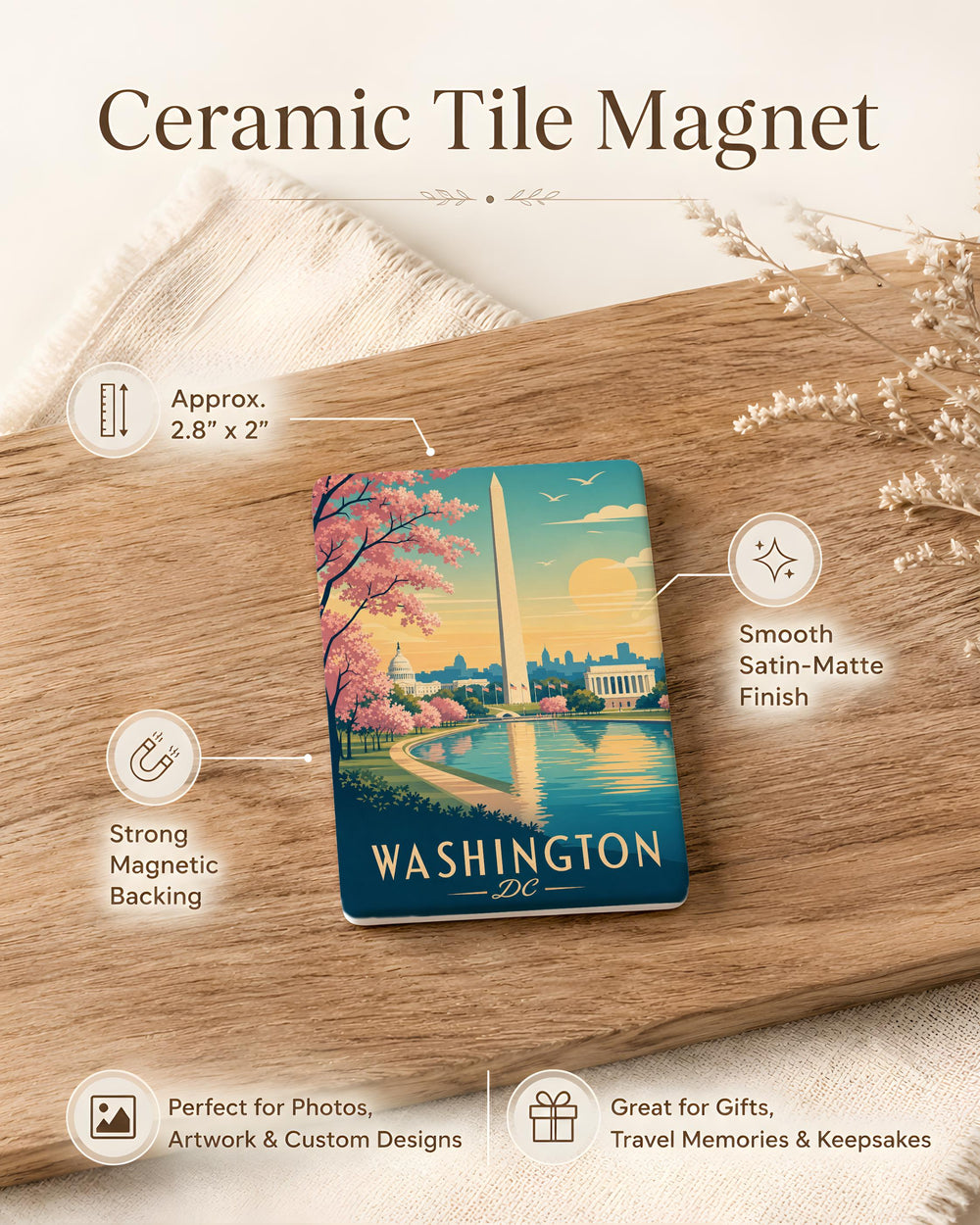 Washington Monument Washington DC Fridge Magnet, National Mall Landmark Souvenir Magnet, District of Columbia Travel Keepsake Magnet