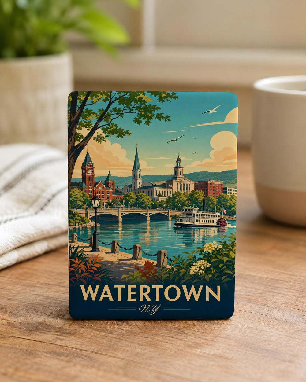 Watertown NY Fridge Magnet, Watertown New York Souvenir Magnet, Upstate NY Travel Keepsake, City Landmark Magnet